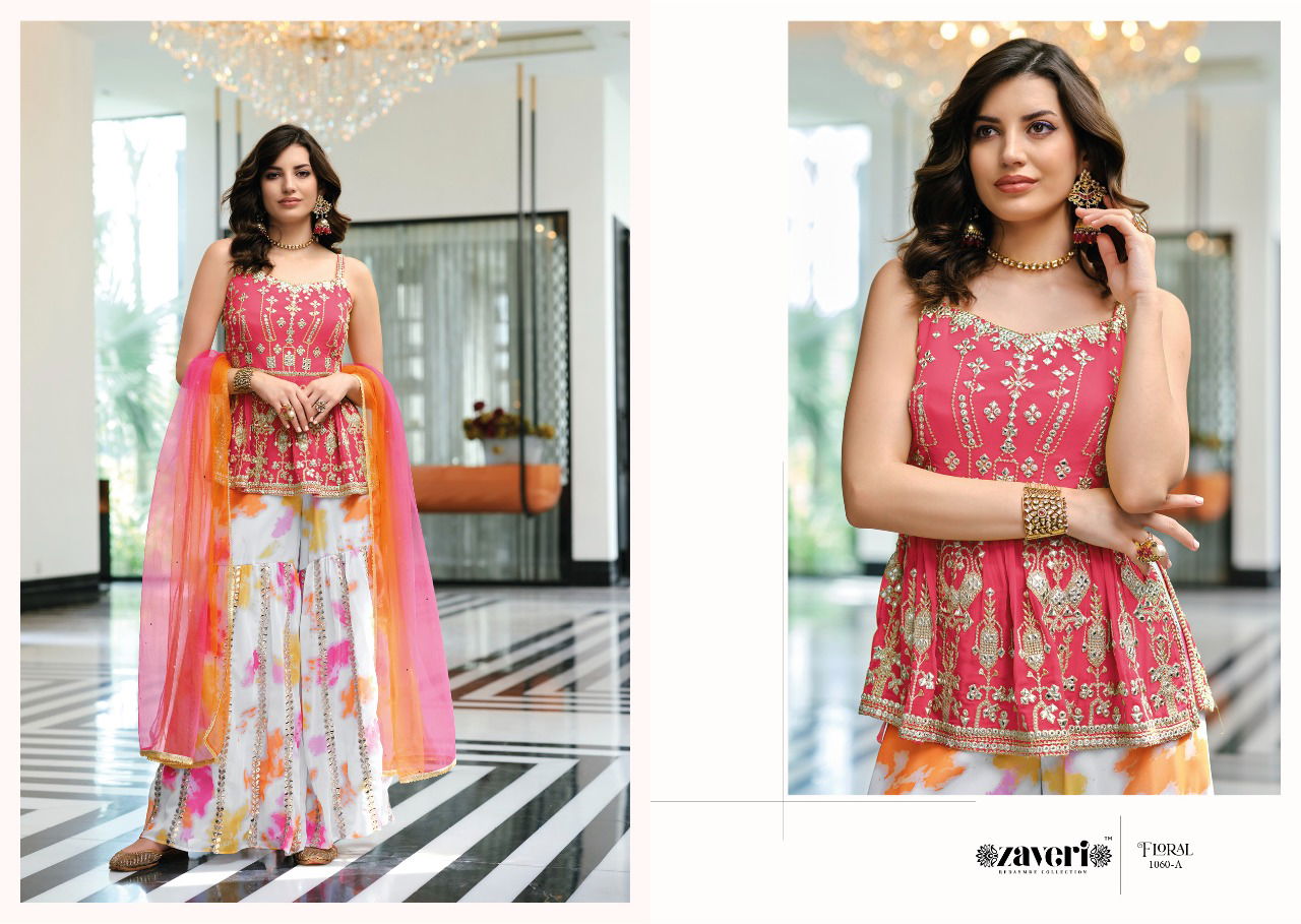 Zaveri Floral Color Edition New Designer Fancy Party Wear Stylish Ready Made Collection